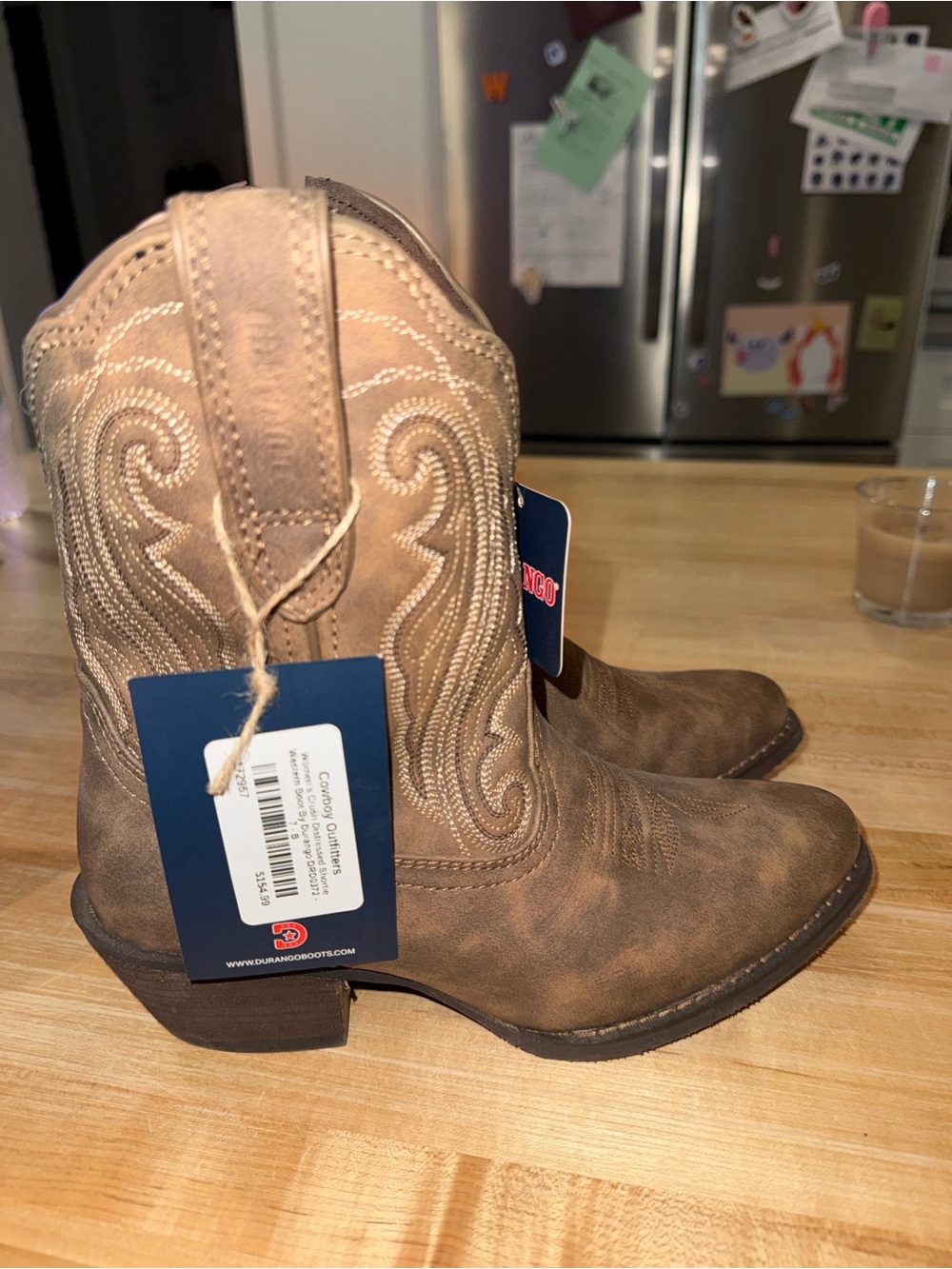 Brown Western Cowboy Boots with Embroidered Shaft